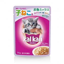 カルカンウィスカス　パウチ　子ねこ用　ゼリー仕立て　お魚ミックス まぐろ・かつお・たい入り　70g