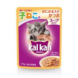 カルカンウィスカス　パウチ　子ねこ用　スープ仕立て　かにかま入りかつお　70g