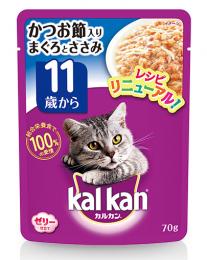 カルカンウィスカス　パウチ　11歳から　ゼリー仕立て　かつお節入りまぐろとささみ　70g